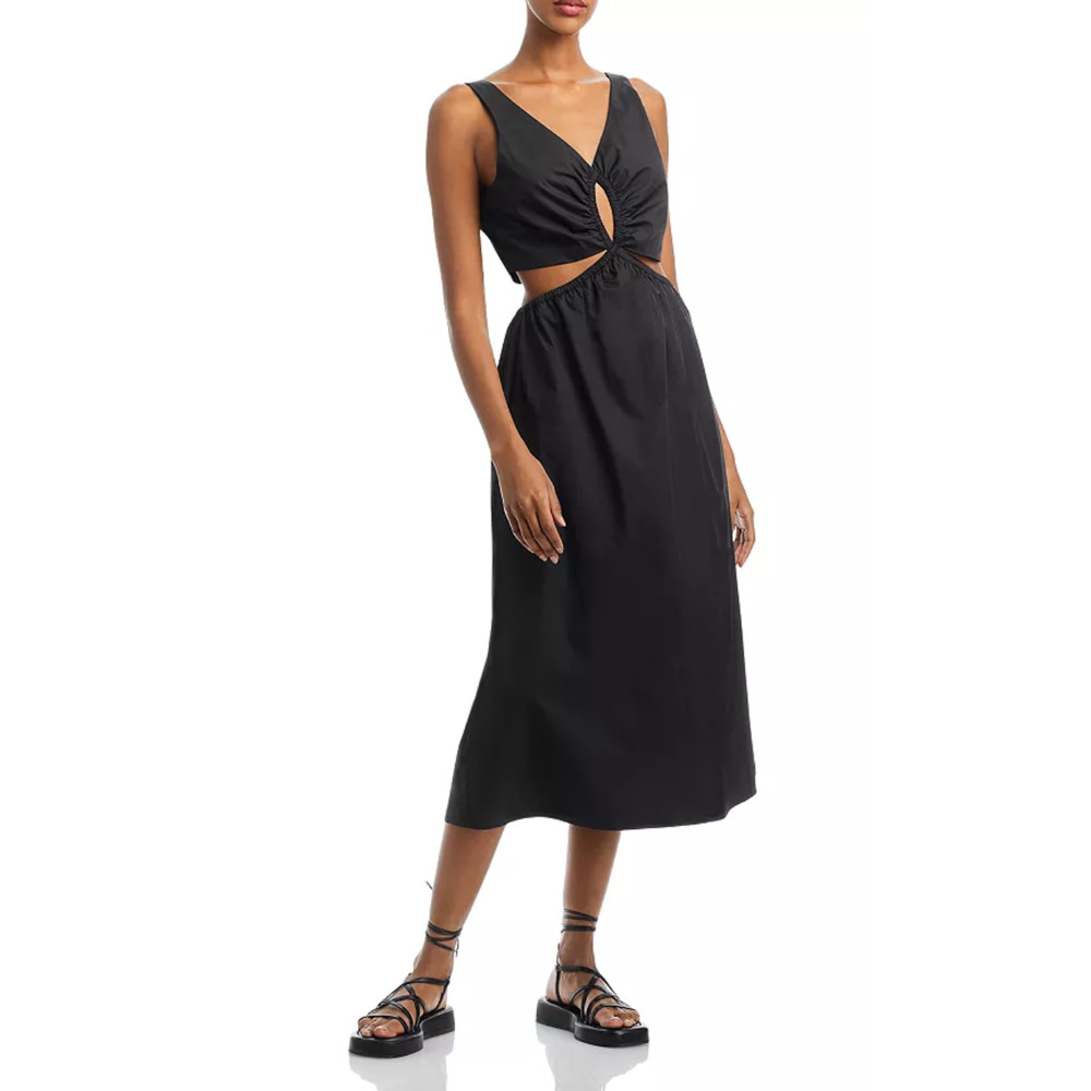 Anine Bing Black Midi Cutout Dress